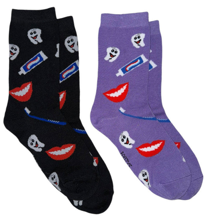 FOOZYS Brand Ladies 2 Pair Of DENTIST DENTAL HYGIENIST Socks