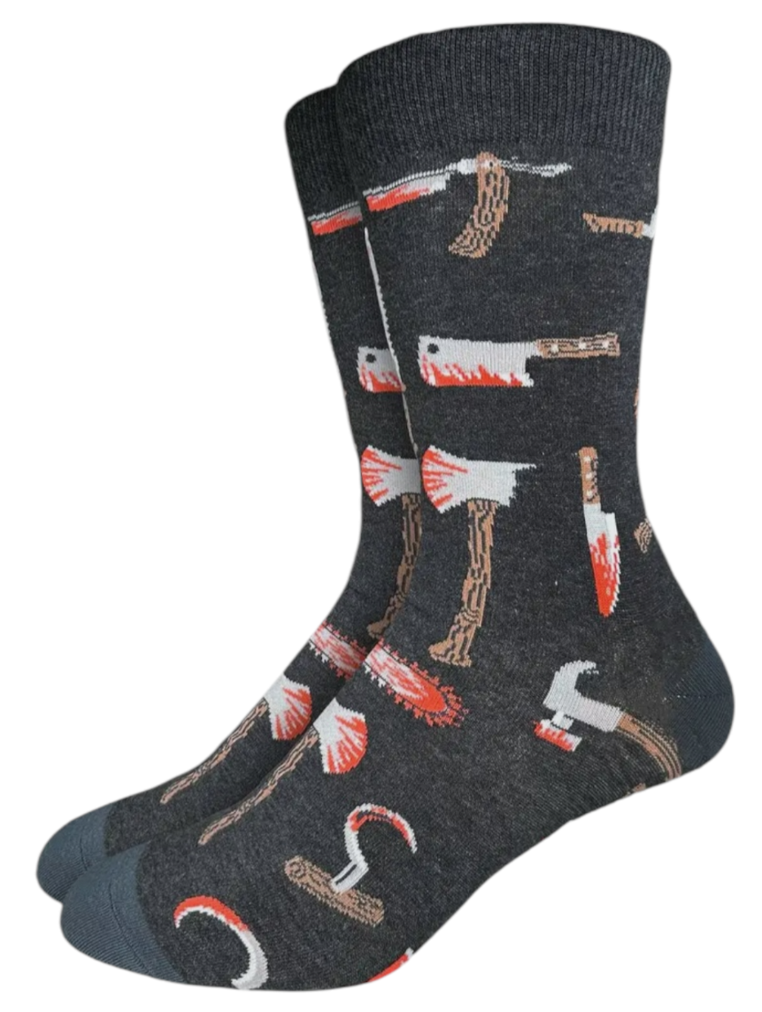 GOOD LUCK SOCK Brand Men’s HALLOWEEN Socks BLOODY WEAPONS - Novelty Socks And Slippers