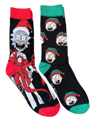 RICK & MORTY Men’s CHRISTMAS 2 Pair Of Socks With OCTOPUS Adult Swim - Novelty Socks And Slippers