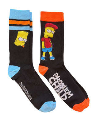 THE SIMPSONS Men’s 2 Pair Of BART SIMPSONS Socks ‘PROBLEM CHILD’ - Novelty Socks And Slippers