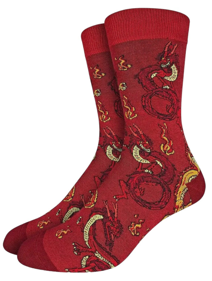 GOOD LUCK SOCK Brand Men’s RED DRAGON Socks