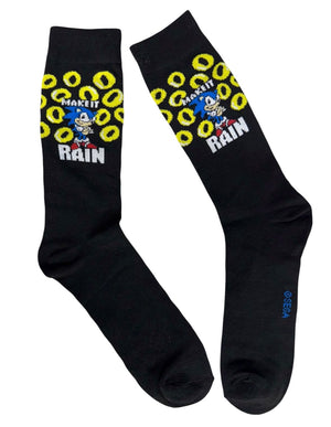 SONIC THE HEDGEHOG Men’s Socks ‘MAKE’ IT RAIN’ With RINGS