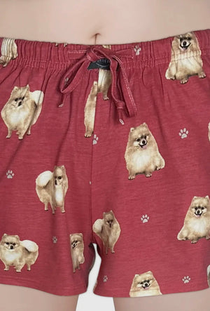 COMFIES LOUNGE PJ SHORTS Ladies POMERANIAN Dog BY E&S PETS - Novelty Socks And Slippers