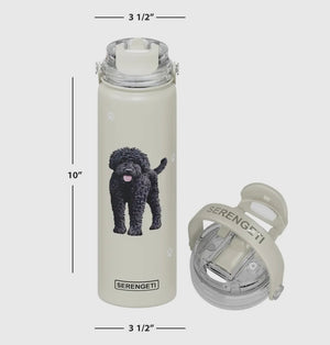 BLACK LABRADOODLE Dog Stainless Steel 24 Oz. Water Bottle SERENGETI Brand By E&S Pets