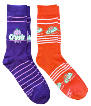 GRAPE CRUSH & ORANGE CRUSH SODA Unisex Adult 2 Pair Of Socks ODD SOX Brand Size Large - Novelty Socks And Slippers