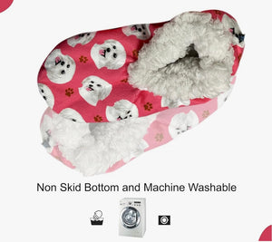 COMFIES BRAND Ladies MALTESE DOG NON-SKID SLIPPERS