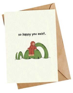 Friendly Greeting Card SO HAPPY YOU EXIST *Made In The USA! - Novelty Socks And Slippers