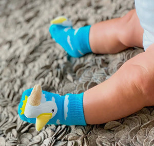 BOOGIE TOES Unisex Baby PELICAN BIRD Rattle GRIPPER BOTTOM Socks By PIERO LIVENTI - Novelty Socks And Slippers