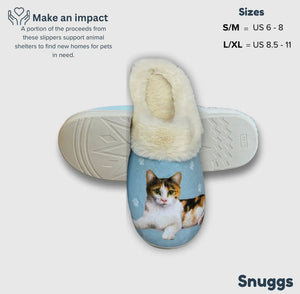 SNUGGS Memory Foam CALICO CAT Non Slip Slippers By E&S Pets (Choose Size)