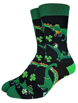 GOOD LUCK SOCK Brand Men’s ST. PATRICKS DAY DINOSAUR Socks - Novelty Socks And Slippers