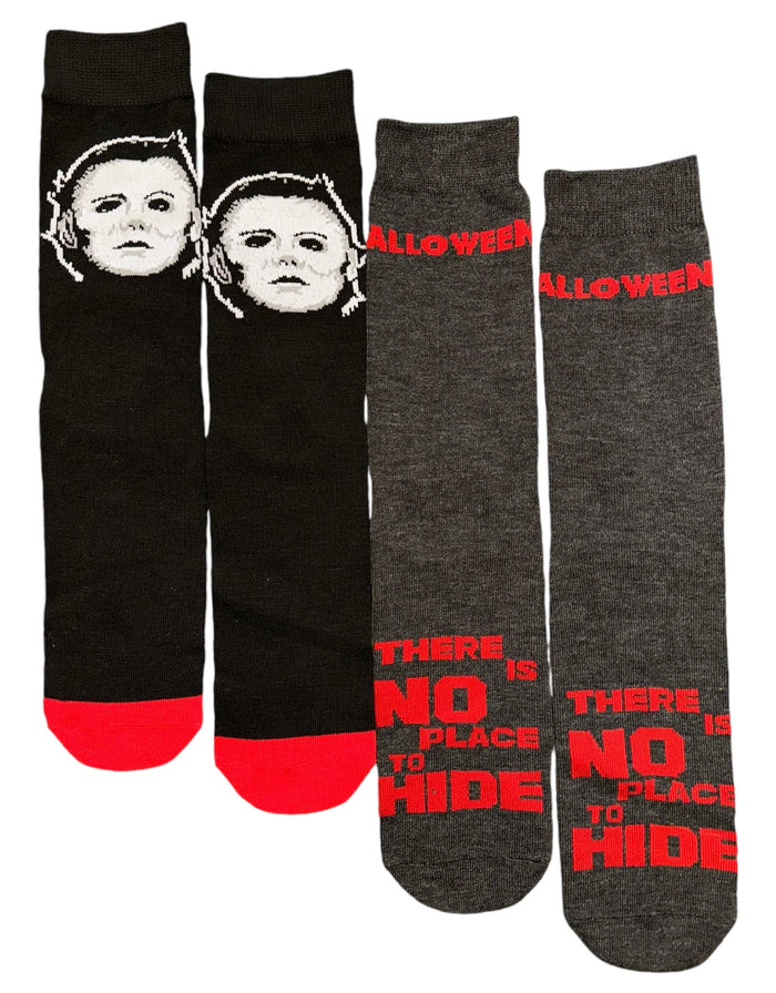 HALLOWEEN II Men’s MICHAEL MYERS 2 Pair Of Socks ‘THERE IS NO PLACE TO HIDE’