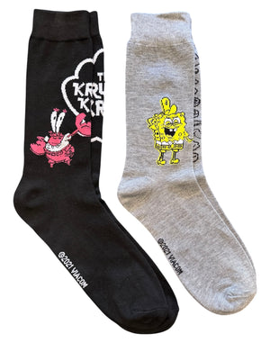 SPONGEBOB SQUAREPANTS Men’s 2 Pair Of Socks MR. KRABS & SPONGEBOB ‘THE KRUSTY KRAB’ - Novelty Socks And Slippers