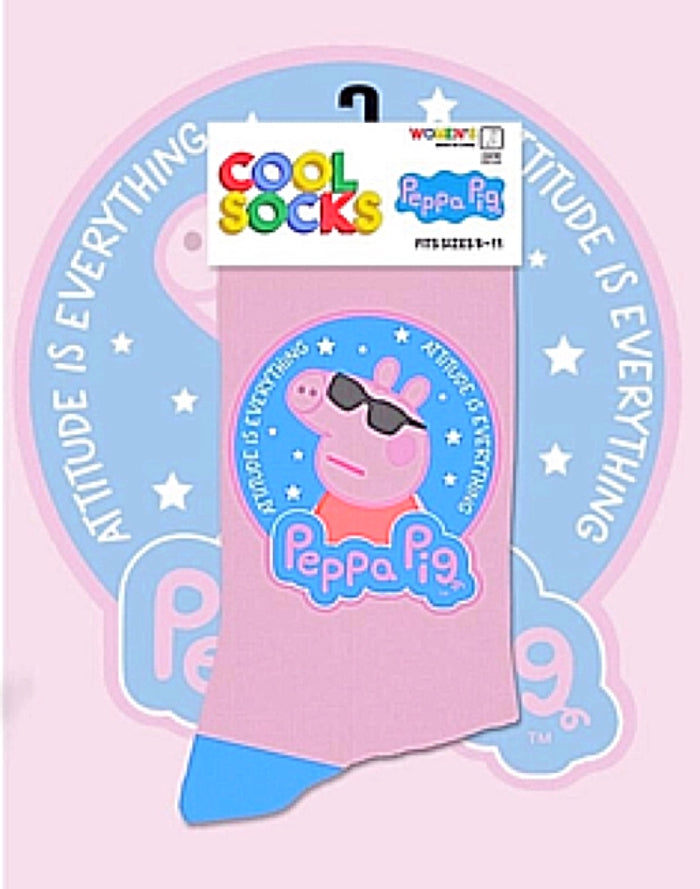 PEPPA PIG TV SHOW Unisex Socks ‘ATTITUDE IS EVERYTHING’ COOL SOCKS Brand
