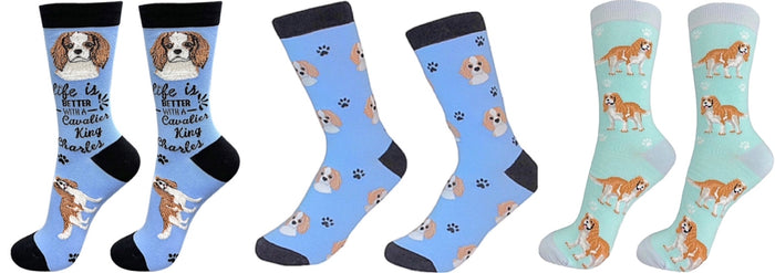 CAVALIER KING CHARLES Dog Unisex Socks By E&S Pets CHOOSE SOCK DADDY, HAPPY TAILS, LIFE IS BETTER