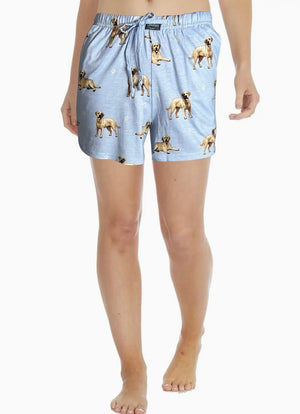 COMFIES Brand LOUNGE PJ SHORTS Ladies YELLOW LAB Dog By E&S PETS - Novelty Socks And Slippers