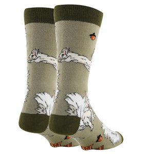 OOOH YEAH Brand Men’s WHITE FOX SQUIRREL Socks ‘NUTTY BUT NICE’ - Novelty Socks And Slippers