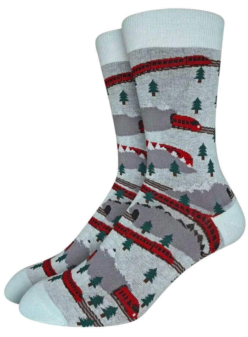 GOOD LUCK SOCK Brand Men’s TRAINS IN MOTION Socks - Novelty Socks And Slippers