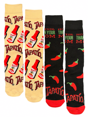 TAPATIO HOT SAUCE Unisex 2 Pair Of Socks ‘HOTTER THAN YOUR MOM’ ODD SOX Brand - Novelty Socks And Slippers