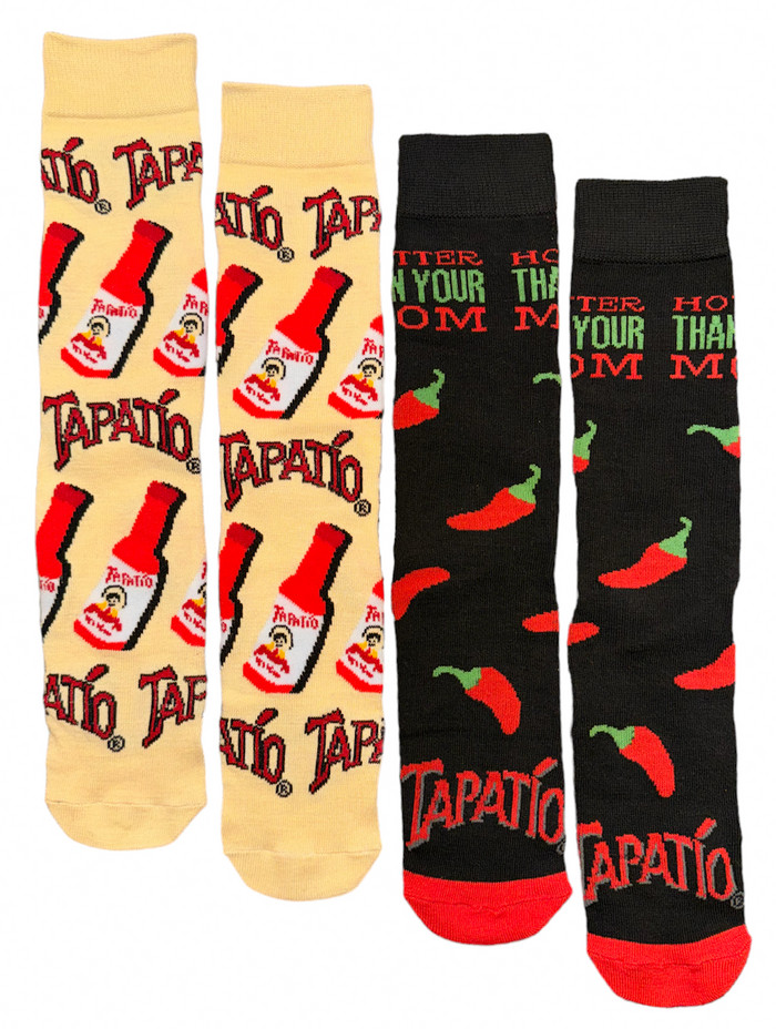 TAPATIO HOT SAUCE Unisex 2 Pair Of Socks ‘HOTTER THAN YOUR MOM’ ODD SOX Brand
