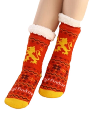 HARRY POTTER Ladies SHERPA LINED GRIPPER BOTTOM SLIPPER SOCKS - Novelty Socks And Slippers
