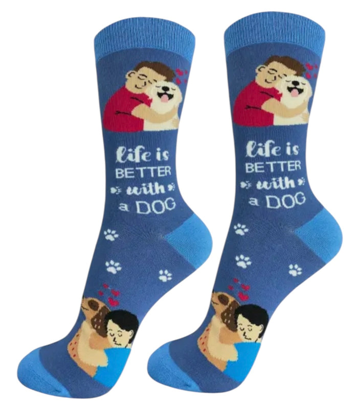 LIFE IS BETTER Brand Unisex LIFE IS BETTER WITH A DOG Socks By E&S Pets