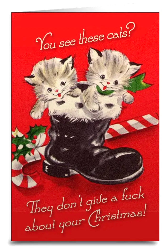 Sassy Christmas Greeting Card YOU SEE THESE CATS? THEY DON’T GIVE A FUCK ABOUT YOUR CHRISTMAS!
