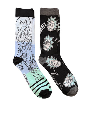 RICK & MORTY Men's 2 Pair of Socks ‘GET SCHWIFTY’ Adult Swim - Novelty Socks And Slippers