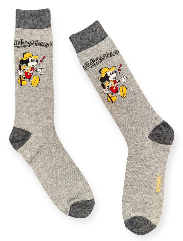 DISNEY MEN’S MICKEY MOUSE Socks MICKEY HIKING With WALKING STICK