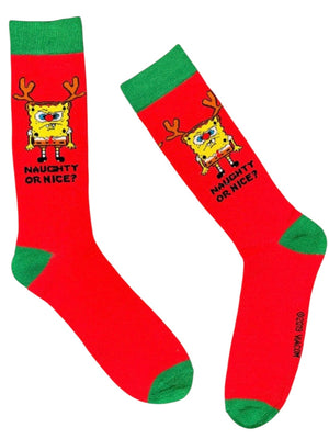 SPONGEBOB SQUAREPANTS Men's CHRISTMAS Socks ‘NAUGHTY OR NICE’ - Novelty Socks And Slippers