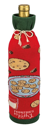 PRIMITIVES BY KATHY ALCOHOL WINE CHRISTMAS BOTTLE SOCK ‘BECAUSE SANTA CAN’T SURVIVE ON COOKIES ALONE!’ - Novelty Socks for Less