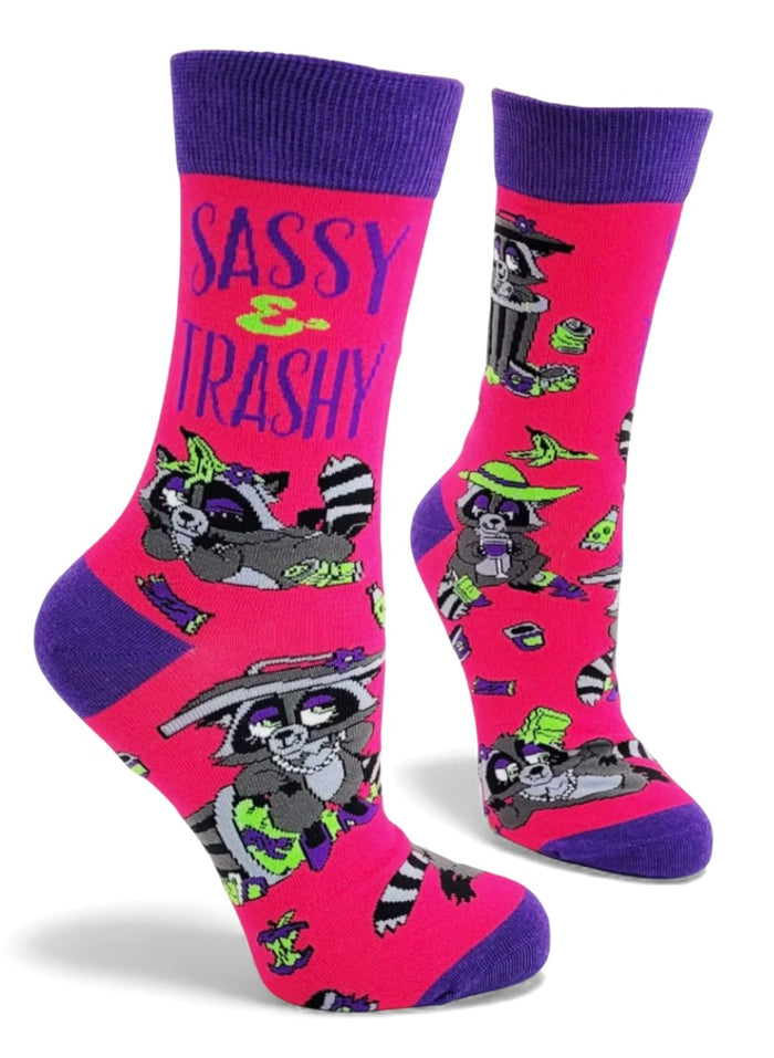 SASSY & TRASHY Ladies Raccoon & Trash Socks FABDAZ Brand