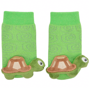 BOOGIE TOES Unisex Baby TURTLE RATTLE GRIPPER BOTTOM SOCKS By PIERO LIVENTI - Novelty Socks And Slippers