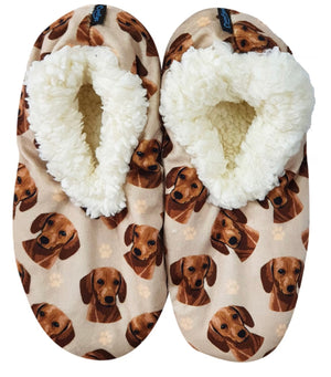 RED DACHSHUND Dog Ladies Non-Slip Slippers COMFIES BRAND By E&S Pets - Novelty Socks And Slippers