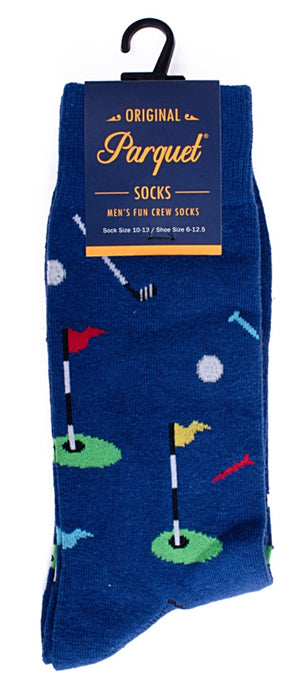 PARQUET Brand Men’s GOLF Socks GOLF CLUBS, GOLF BALLS, TEES - Novelty Socks for Less