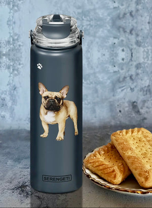 FRENCH BULLDOG Stainless Steel 24 oz. Water Bottle SERENGETI Brand By E&S Pets