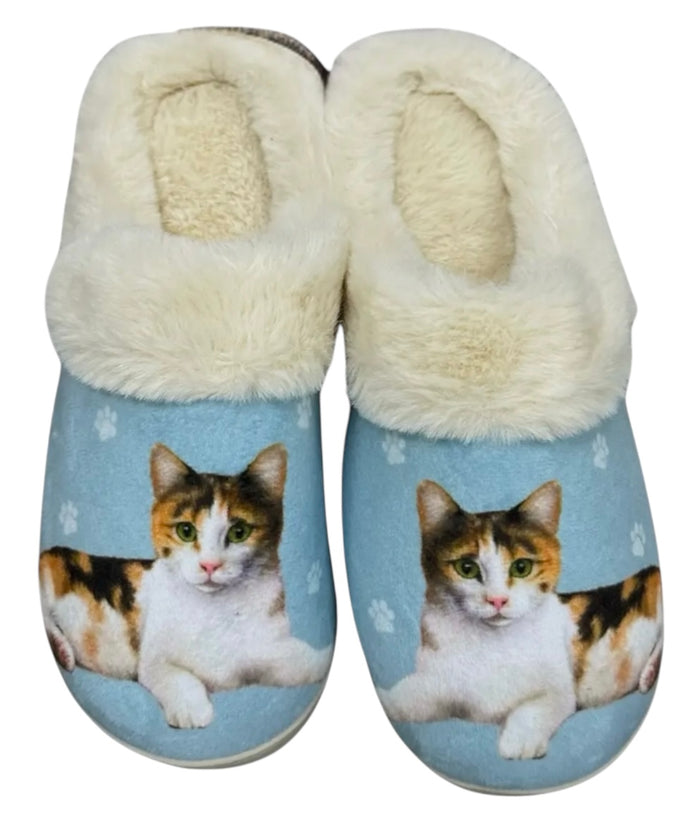 SNUGGS Memory Foam CALICO CAT Non Slip Slippers By E&S Pets (Choose Size)