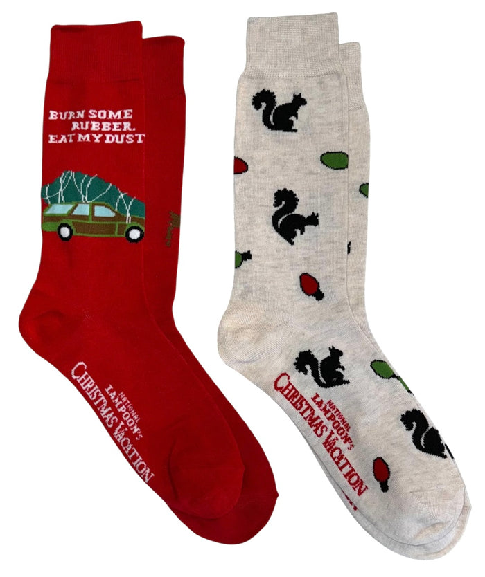 NATIONAL LAMPOONS CHRISTMAS VACATION Men’s 2 Pair Of Socks BURN SOME RUBBER EAT MY DUST