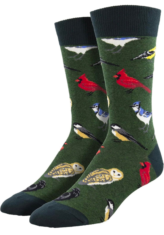 SOCKSMITH Brand Men’s BIRD IS THE WORD SOCKS Cardinal, Blue Jays, Owls