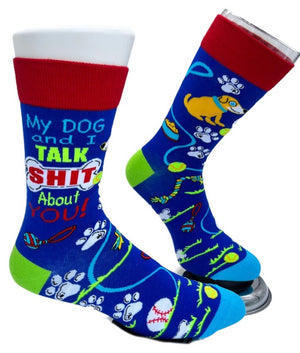 FABDAZ Brand Men’s MY DOG AND I TALK SHIT ABOUT YOU Socks - Novelty Socks And Slippers