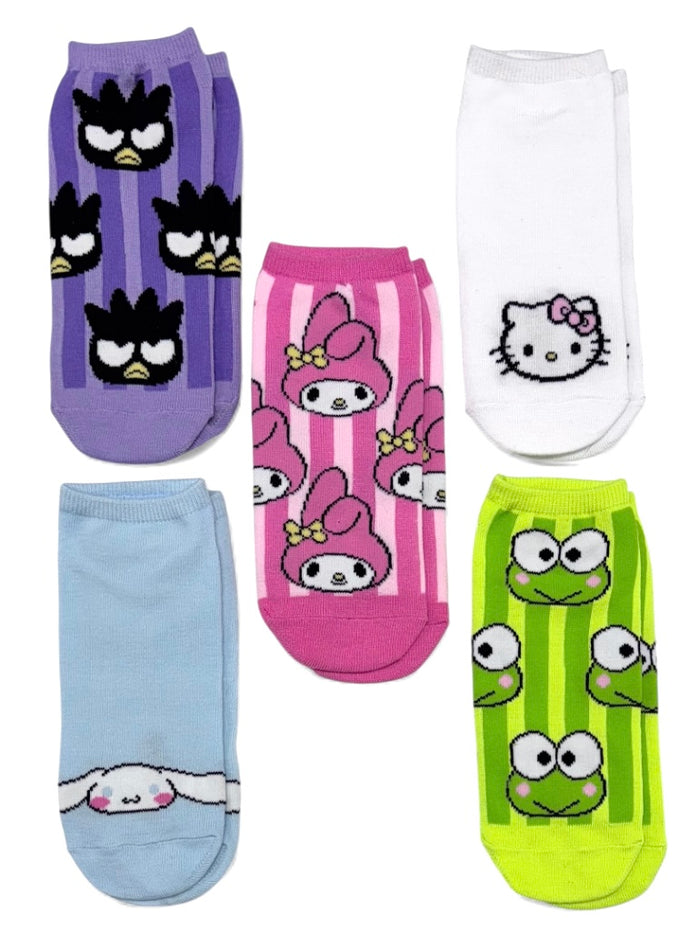 HELLO KITTY Ladies 5 Pair Of No Show Socks My Melody, Keroppi, Chococat