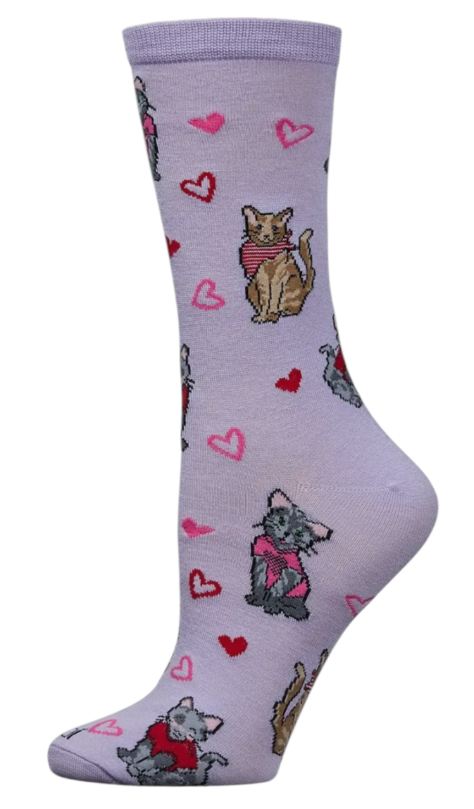 MeMoi Brand Ladies VALENTINES DAY Socks Cats ‘Fur-ever Hearts’