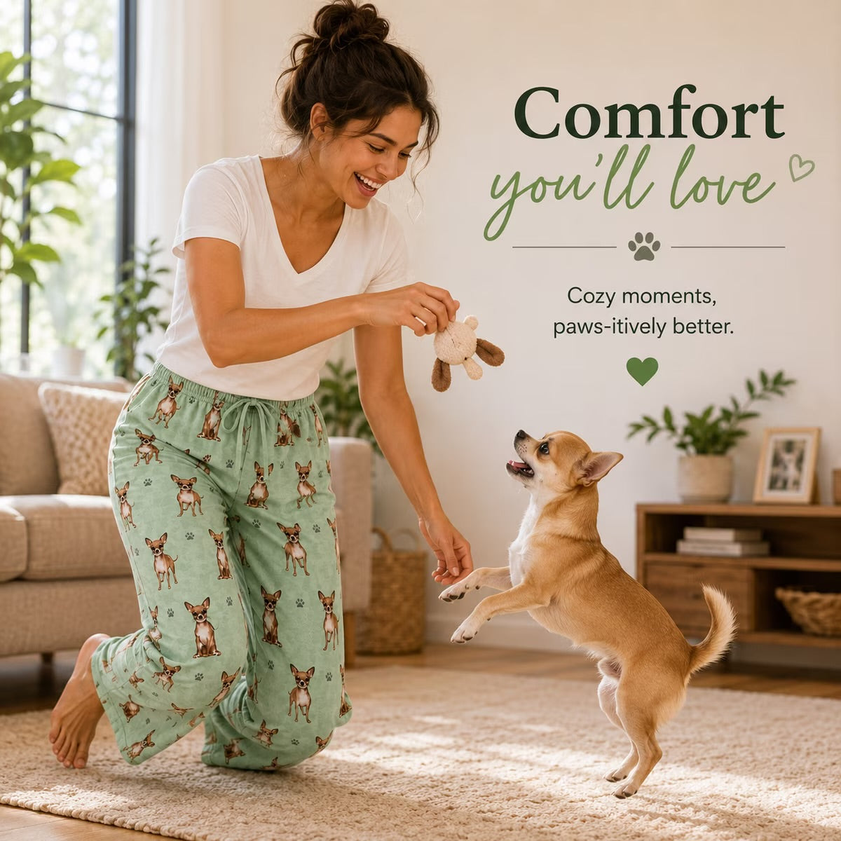 CHIHUAHUA Dog Adult Unisex PAJAMA BOTTOMS COMFIES Brand By E&S PETS (CHOOSE SIZE)