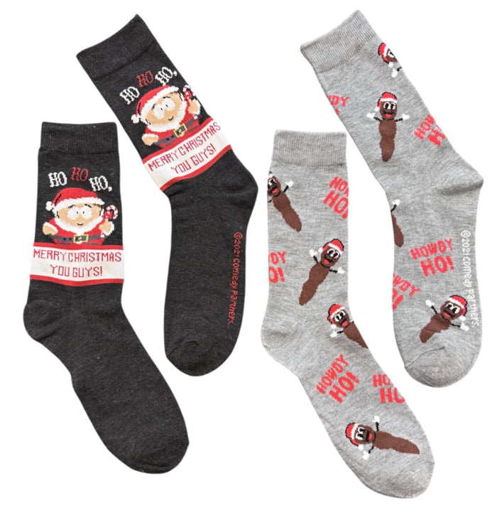 SOUTH PARK Men’s 2 Pair Of CHRISTMAS Socks Mr. HANKEY ‘HOWDY HO’ 'MERRY CHRISTMAS YOU GUYS'
