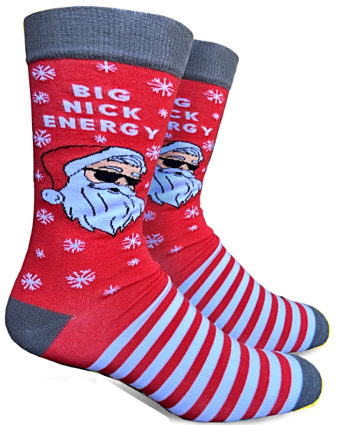 GROOVY THINGS Brand Men’s CHRISTMAS Socks ‘BIG NICK ENERGY’