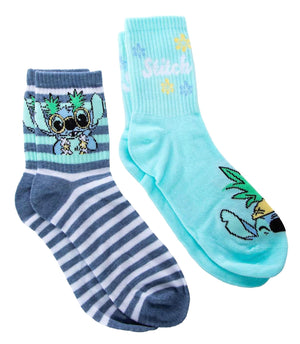 DISNEY STITCH Ladies 2 Pair Of Socks With PINEAPPLE - Novelty Socks And Slippers