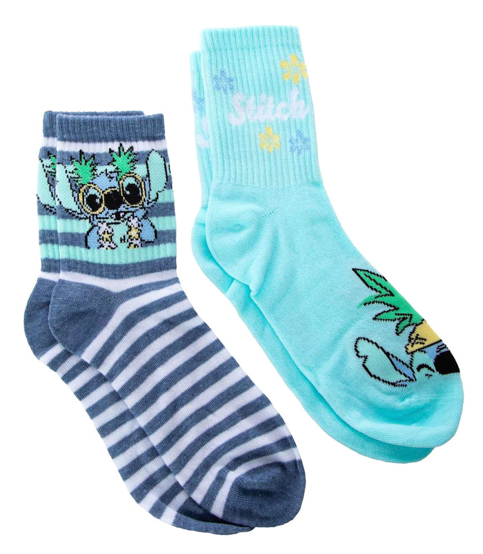 DISNEY STITCH Ladies 2 Pair Of Socks With PINEAPPLE