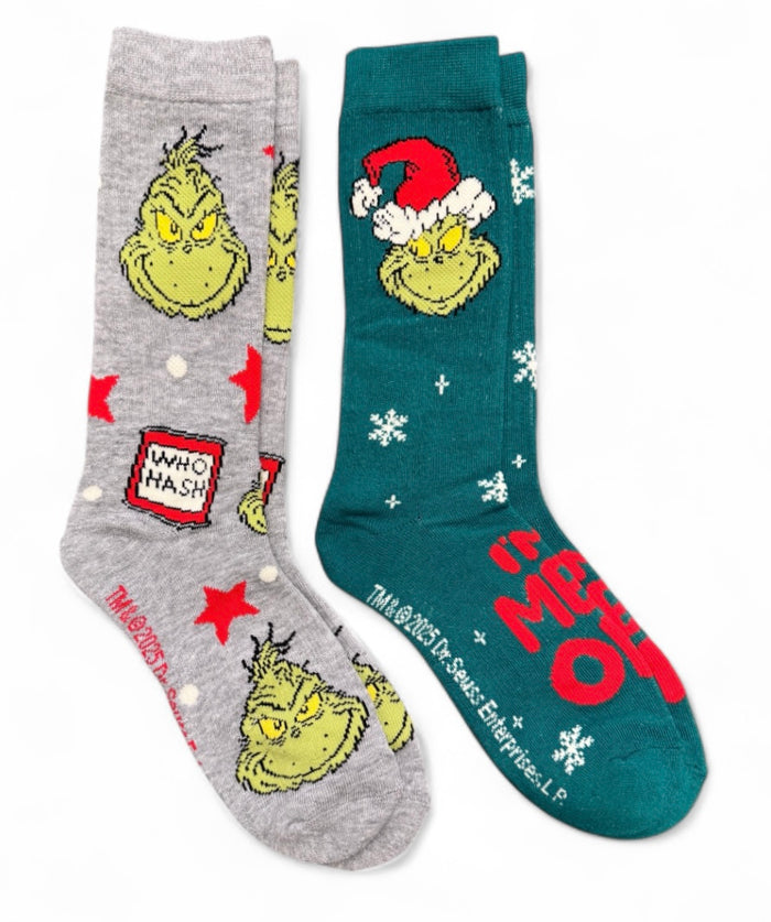 Dr. Seuss How The Grinch Stole Christmas Men’s 2 Pair Of Socks ‘I’M A MEAN ONE’