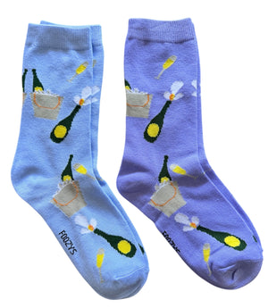 CHAMPAGNE TOAST LADIES 2 PAIR OF SOCKS FOOZYS BRAND CELEBRATING! - Novelty Socks And Slippers