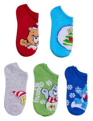 CARE BEARS Ladies CHRISTMAS 5 Pair Of No Show Socks ‘BEARY MERRY’