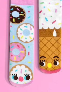 DONUT & ICE CREAM Unisex Kids MISMATCHED GRIPPER SOCKS PALS SOCKS Brand (CHOOSE SIZE) - Novelty Socks And Slippers